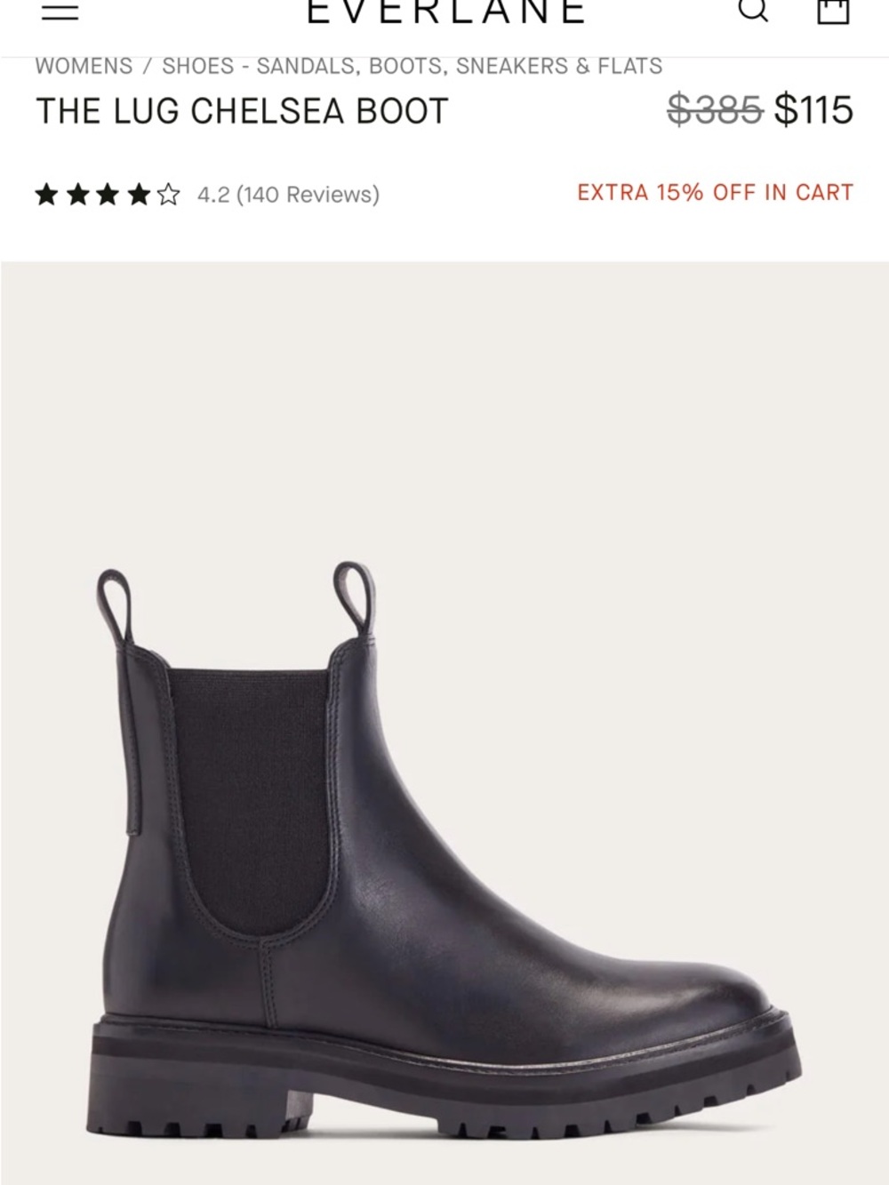 Everlane Black Lug Chelsea Boot